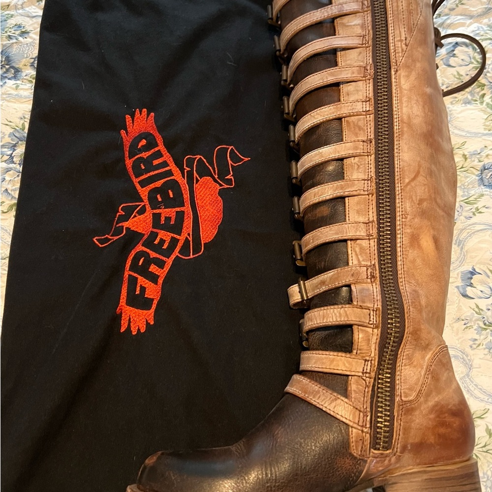 Freebird RYLAN Two-Tone Leather Boots with Strap Detail